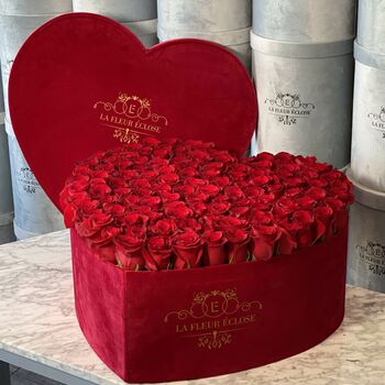 120 Red Roses in a Heart Shaped Box V