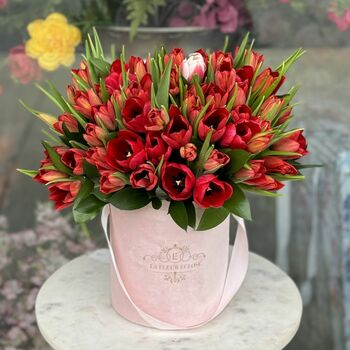 Mini Box with red  Tulips